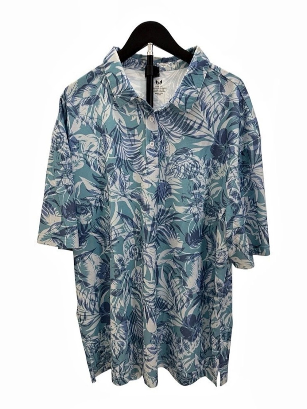 MOHEN Floral Button-Up Shirt Blue & Green 2XL UPF 50+. NWT